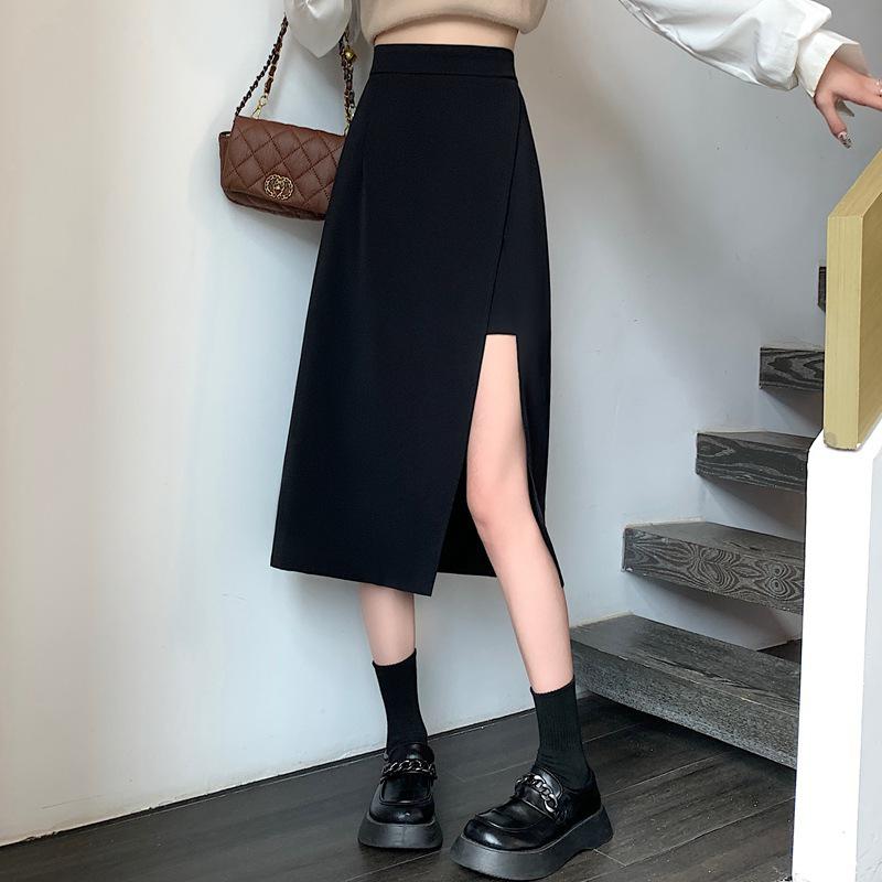 Women's Autumn 2026 High Waist A-line Skirt - Slimming Mid-length, Versatile Drape Design