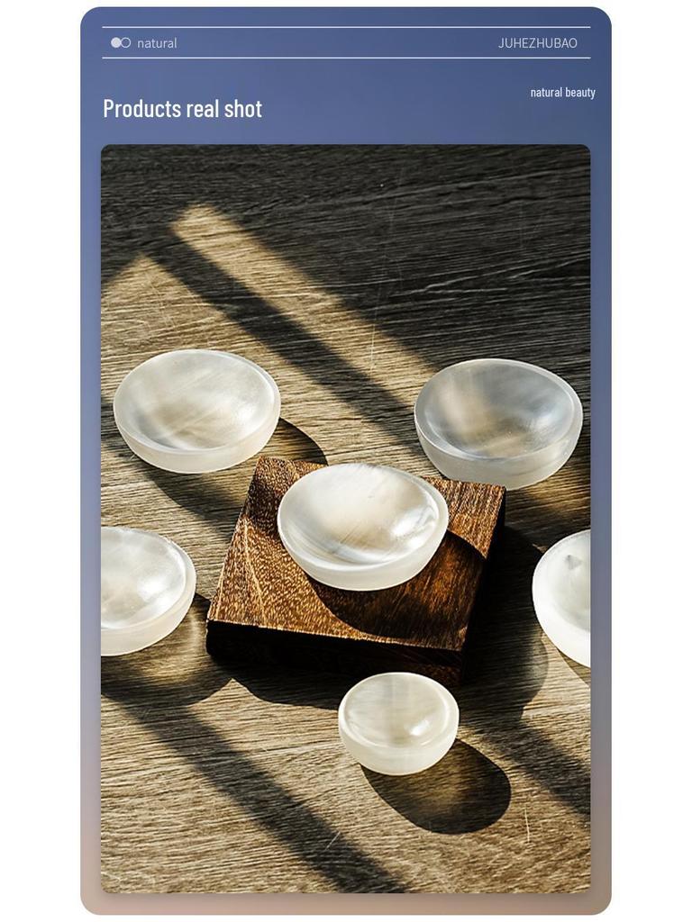 Marokkanische Selenit Runde Schale: Gipsstein Armband Aufbewahrung und Entmagnetisierungsornament