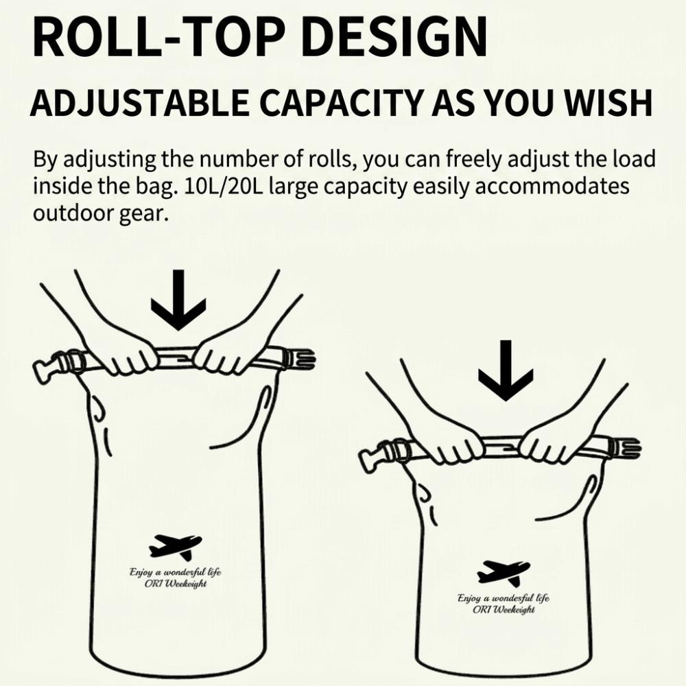 Ultra Light Waterproof Storage Bag Roll Top Closure Foldable Roll Top Dry Bag Wear Resistant Multi Sizes Outdoor Storage Sack