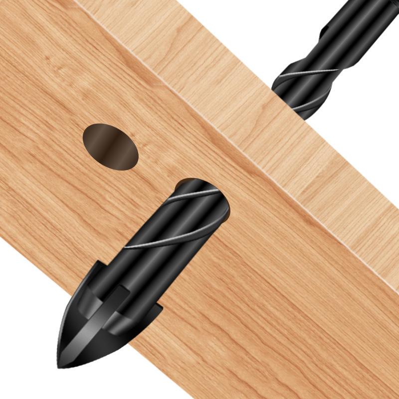 Double-Groove Hex Shank Four-Flute Spiral Drill Bit for Glass, Ceramic, Cement, Wood