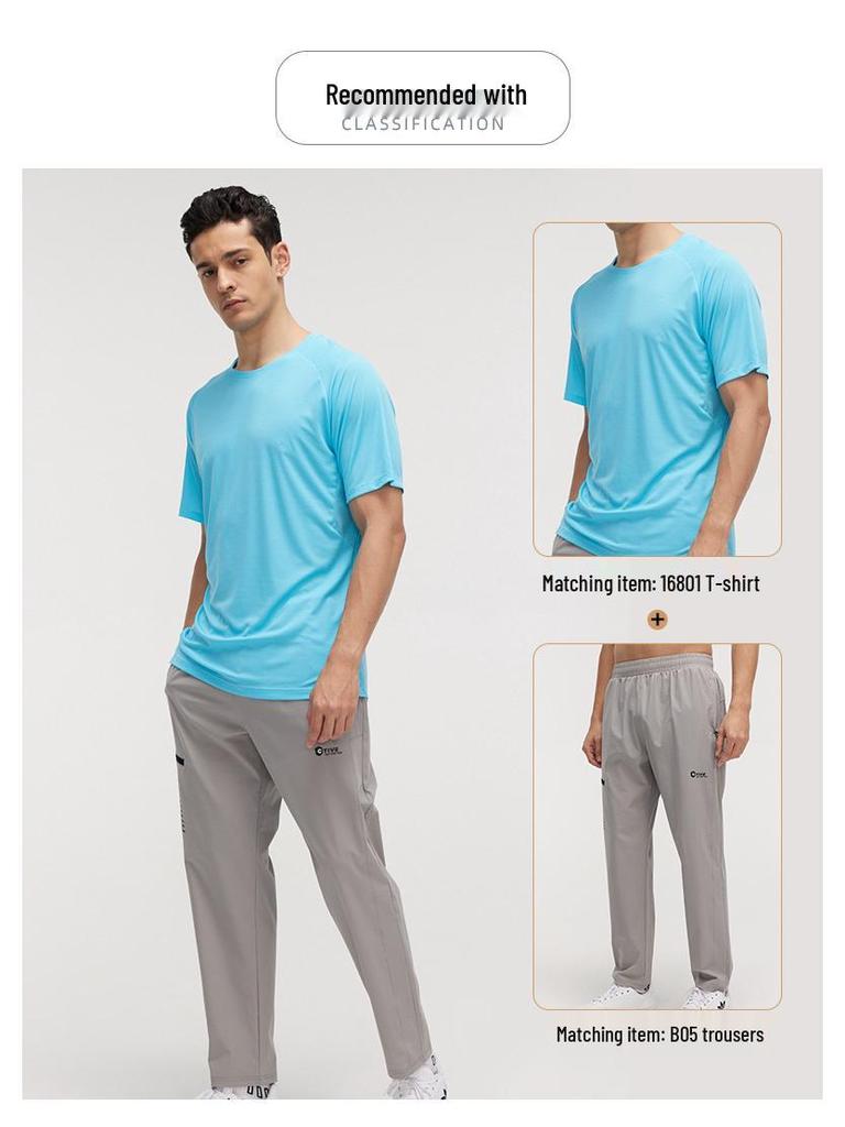 Men's Summer Quick-Drying Breathable Lightweight Crew Neck Short Sleeve Running T-Shirt