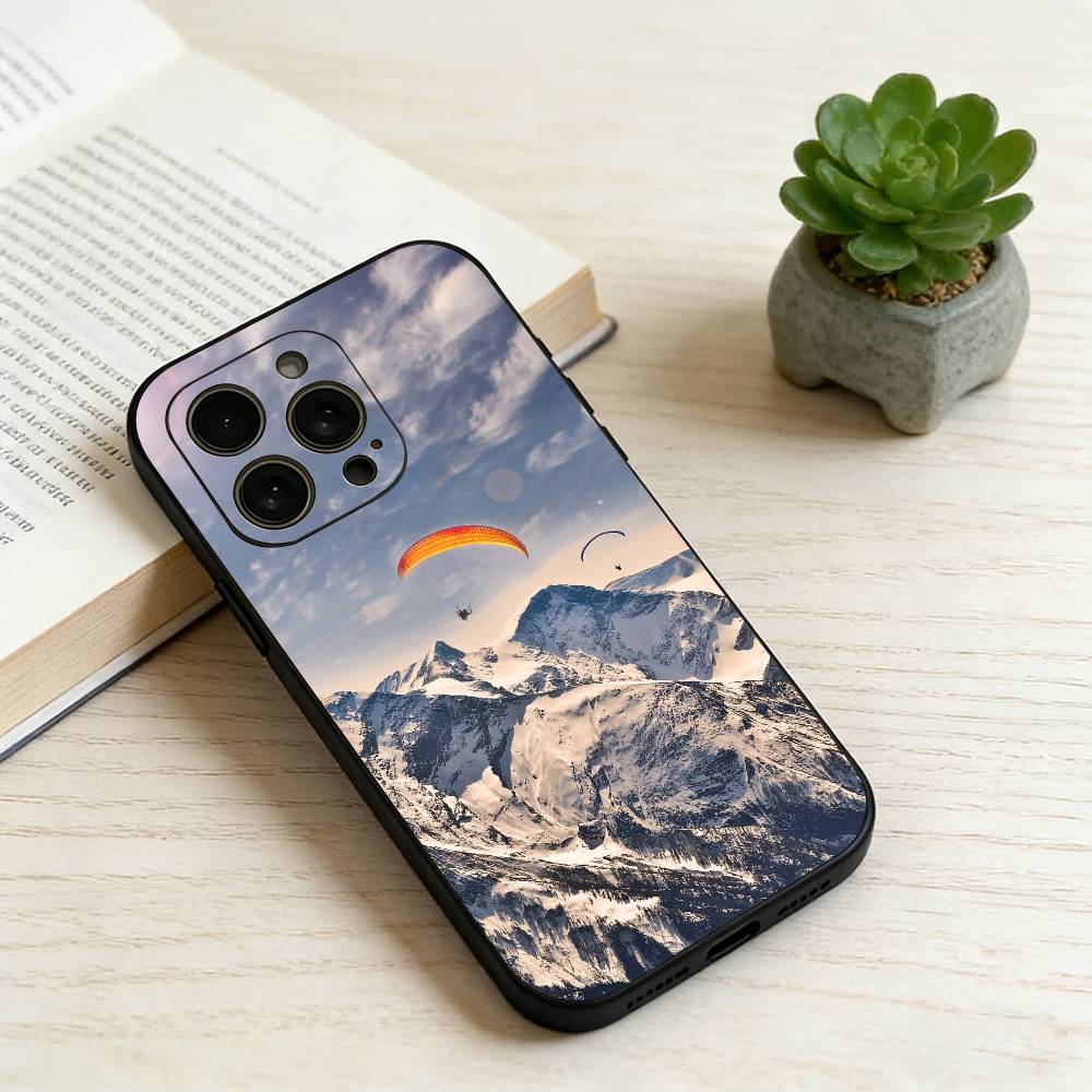 

S-Skydiving Phone Case For iPhone 17,16,15,14,13,12,11 Plus,Pro Max,XS,Soft Silicone Black Cover iPhone15pro