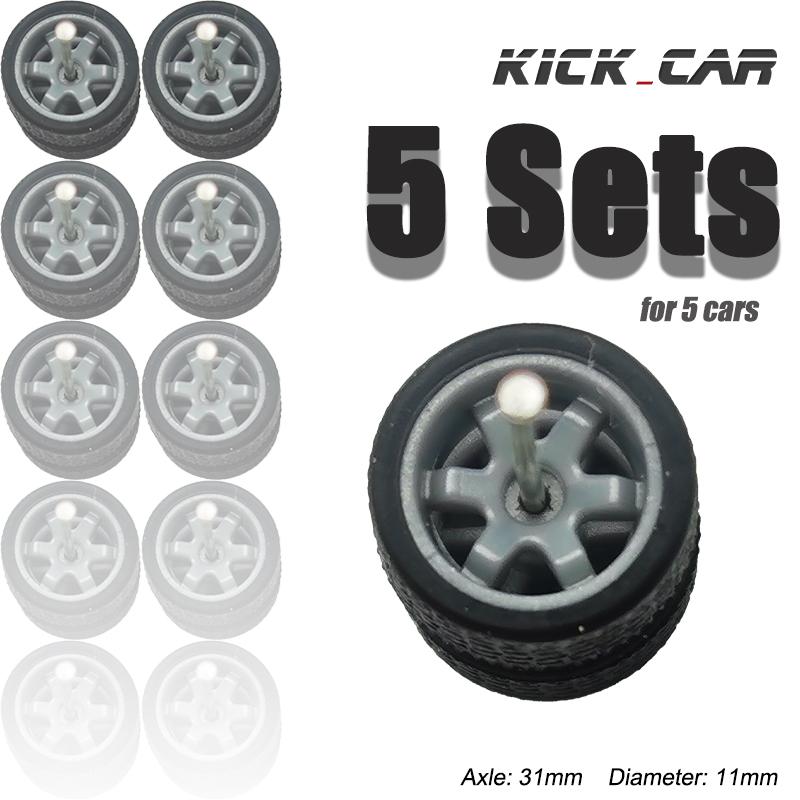 Roues 1/64 Avec Pneus Fixes en Caoutchouc Noir Six Rayons Pour Modèle de Jouet Voitures Moulées sous Pression Pièces de Modification Pour Hotwheels (5 Ensembles Pour 5 Voitures) gray