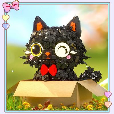 DOUBUILT Miniature Kitten Brick Set Toy - Expressive Cartoon Cat Model, Creative Desk Decoration & Educational Gift for Children