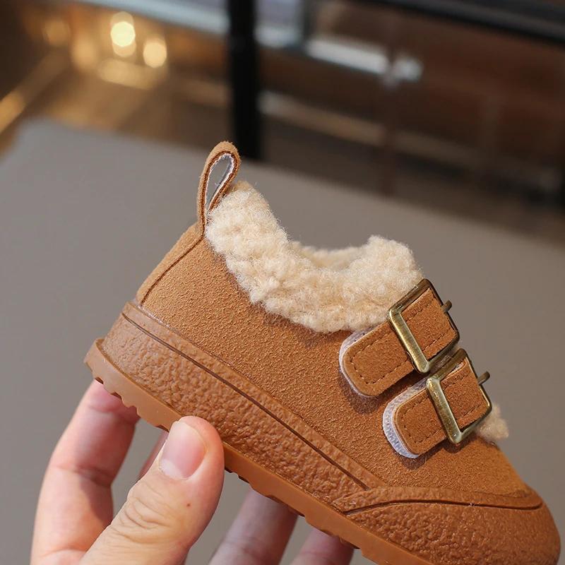 Children Plush Warm Shoes Girl Winter Fashion Korean Style Soft Thick Sole Anti-slippery Versatile Chic Casual Shoe