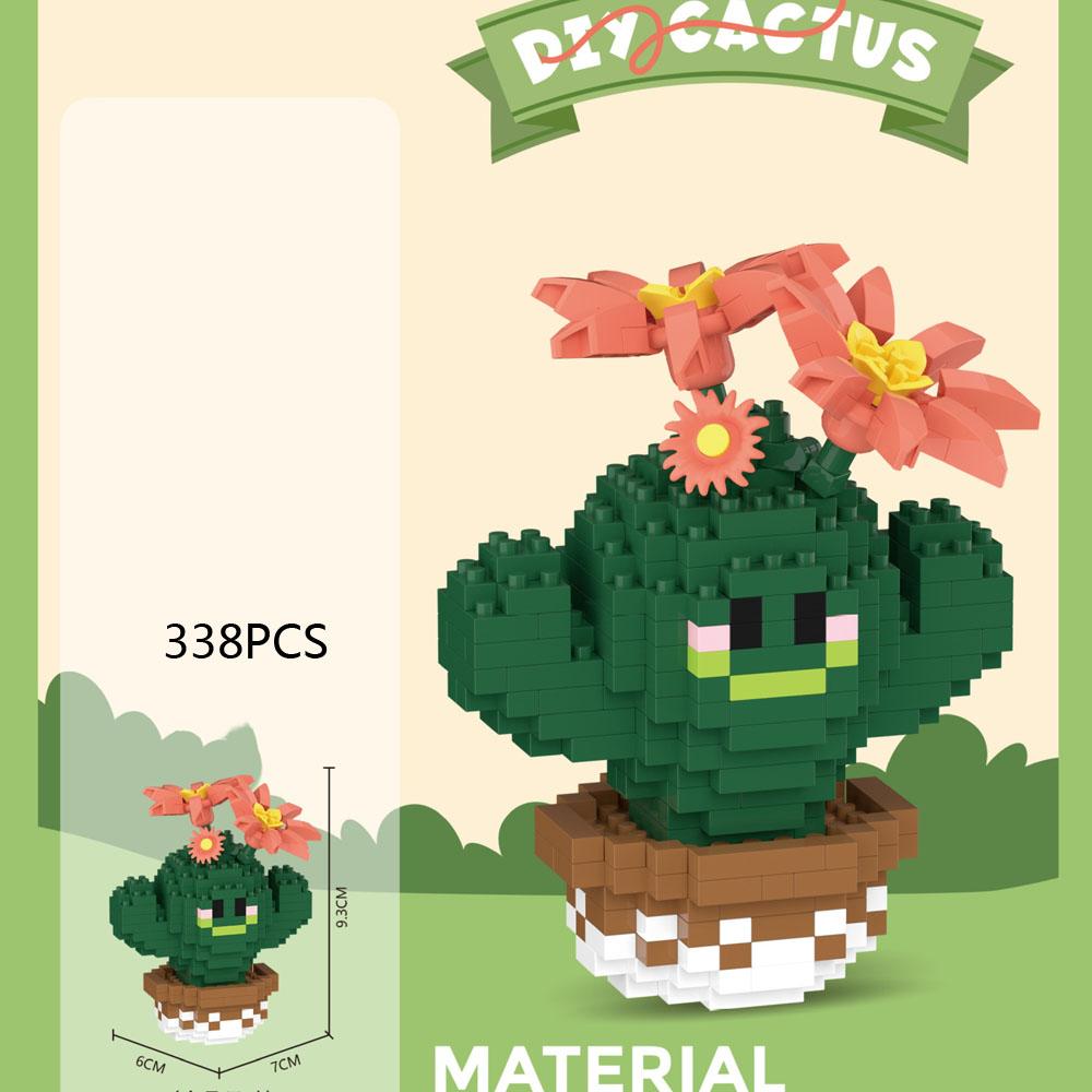 Idea Funny Cartoon Figures Micro Diamond Building Block Cactus Nanobricks Potted Plant Construction Educational Toys For Gifts