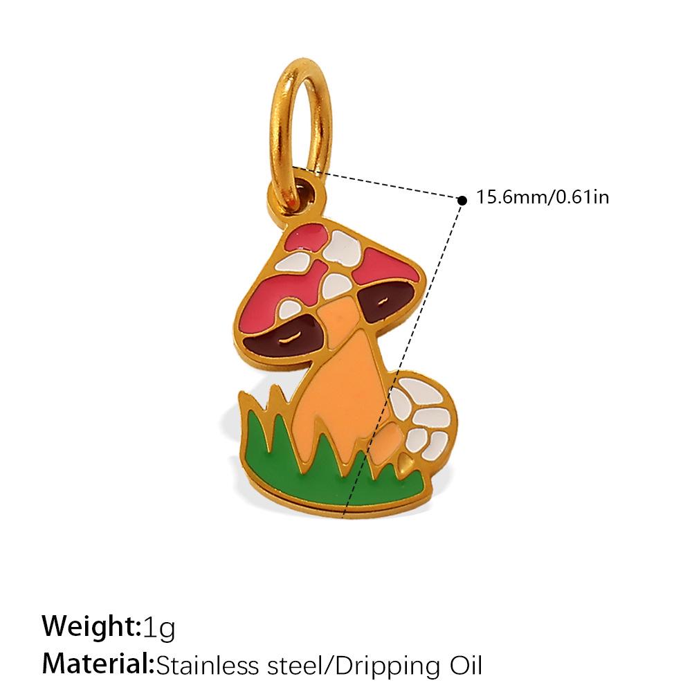Adorable Multi-Shape Mushroom Pendant with Colorful Drip Oil Design