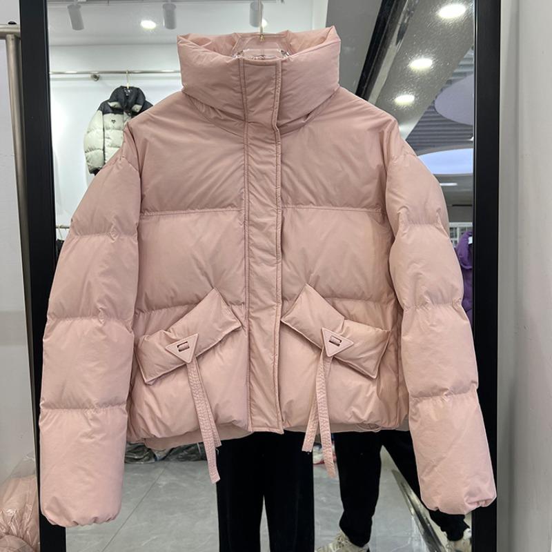 Winter new stand-up collar down jacket women's short casual fashion thickened bread jacket white duck down jacket tide
