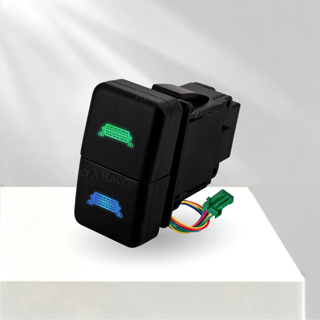 Dual Key Button Green Blue LED Switch With Wire 23.5x43mm OEM Dash Mount For Honda Civic Accord Odyssey CR-V FIT Car Accessories Battery Switches5
