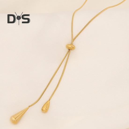 Water Drop Jewelry Adjustable Y Shape Slider Chain Necklace Golden Hoop Earrings for Weddings Parties