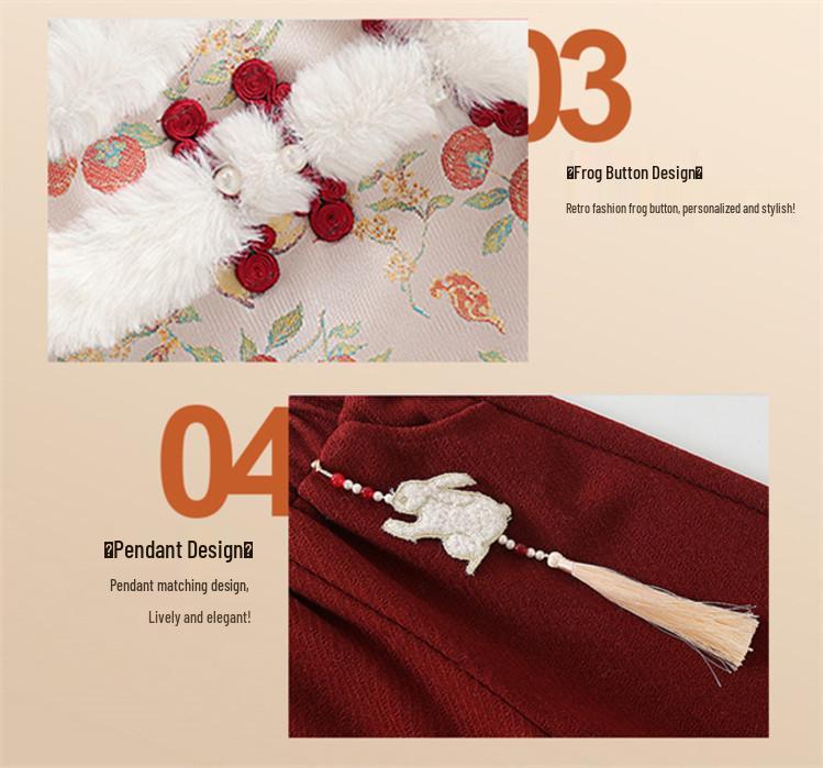 Meng Tang Tang 2025 Hanfu: Festive Chinese New Year Outfit for Girls - Winter Holiday Clothing Set