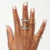 Bague à maillons pompon plaquée or Double couche empilable Bague de doigt Élégante bague chaîne Port quotidien