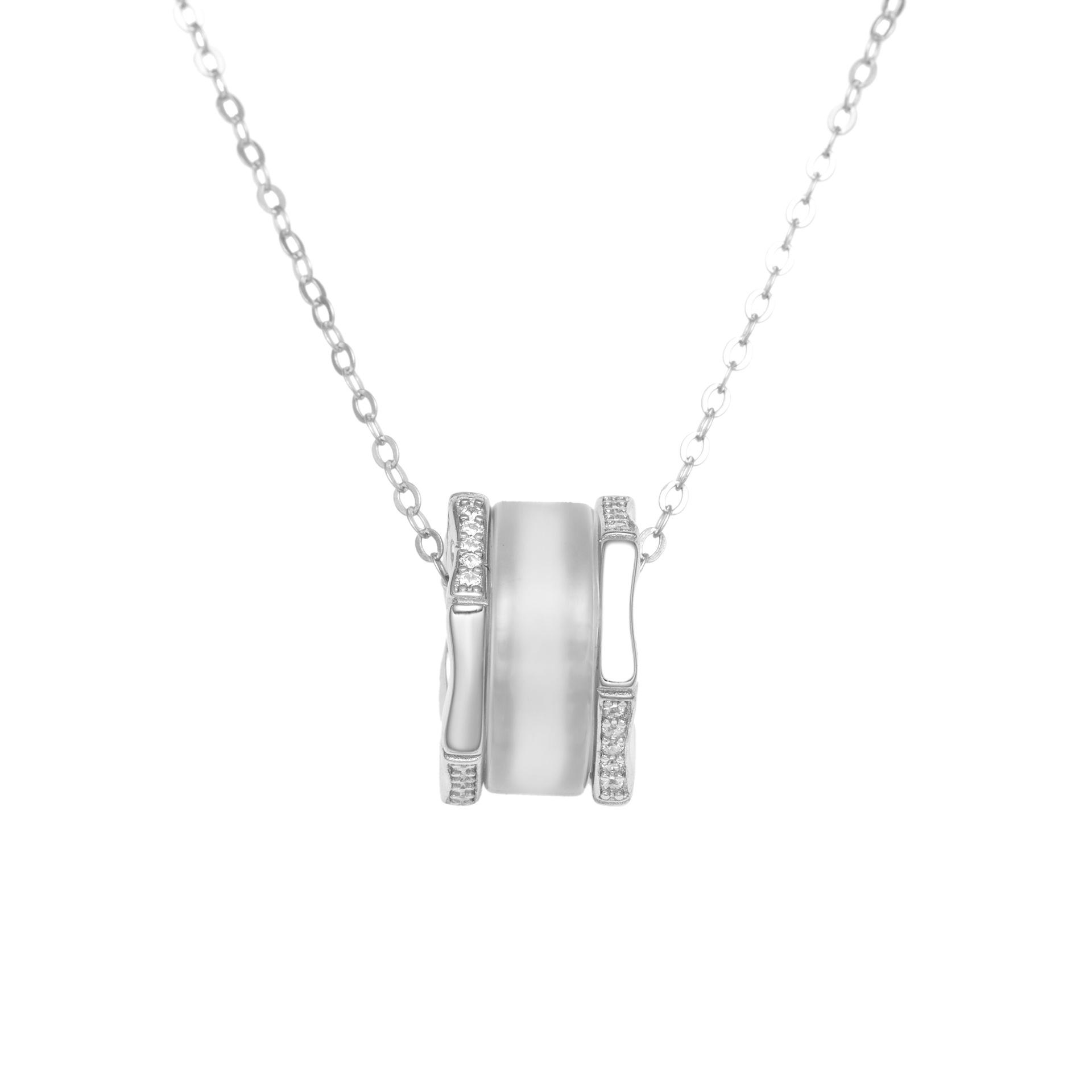 

Ожерелье из бамбукового нефрита из стерлингового серебра 925 пробы с подвеской в виде пончика из бамбука, модная легкая роскошная цепочка на ключицу 925 Silver