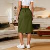 Women Casual Elastic High Waisted Skirt With Pockets