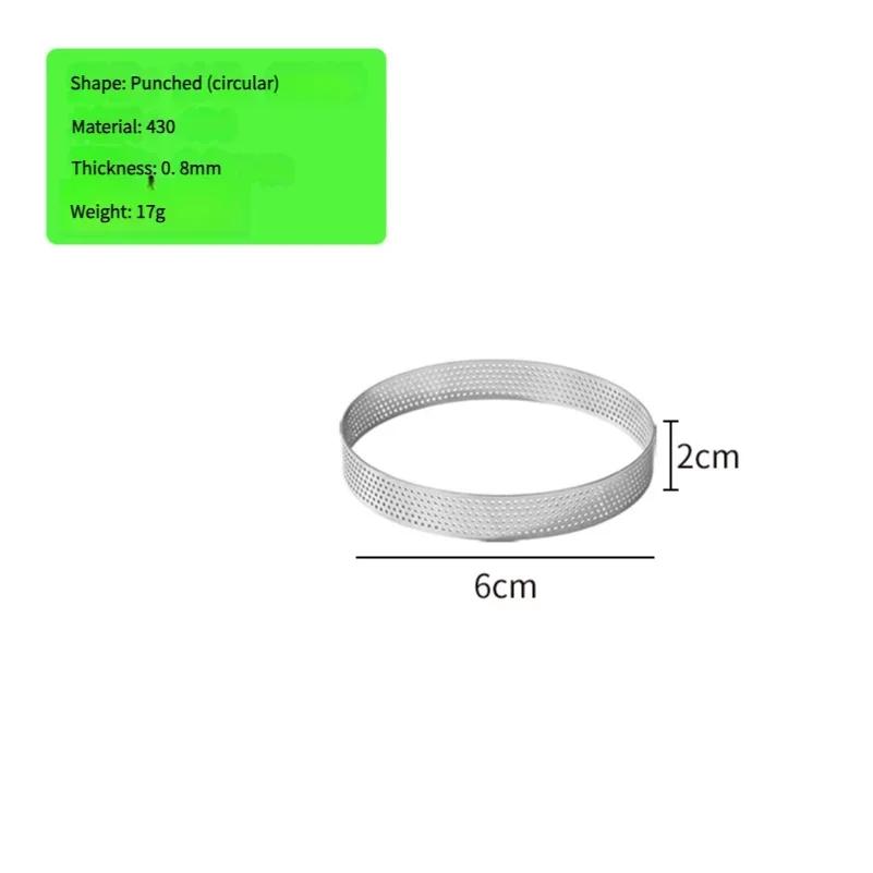 10PCS Round Stainless Steel Tart Ring Heat-Resistant Perforated Molds DIY Mousse Fruit Pie Tartlet Doughnut Mold Kitchen Tools