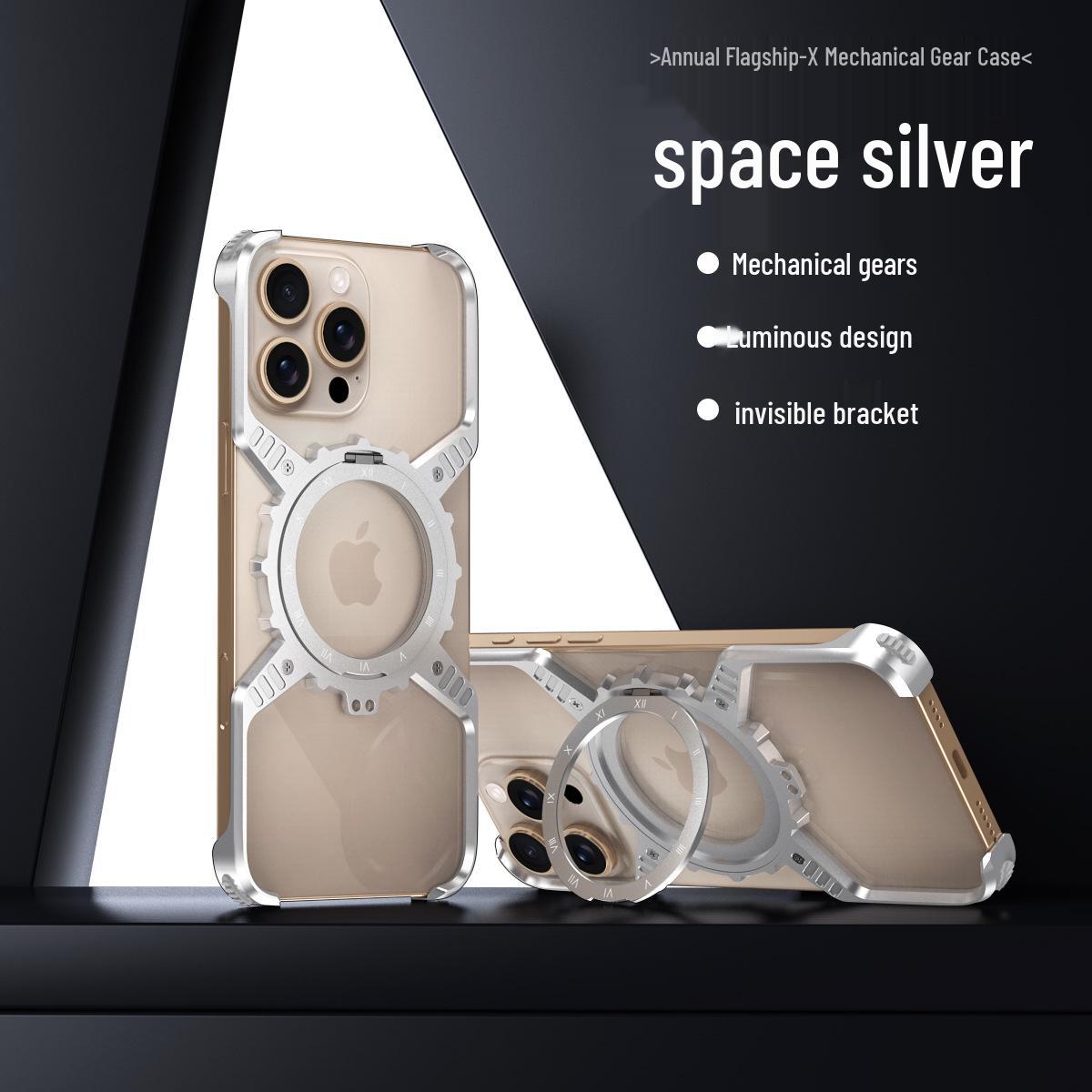 

Apple 16 Pro Max Heat Dissipation Metal Gear Bracket Phone Case Metal Frame-iPhone 16