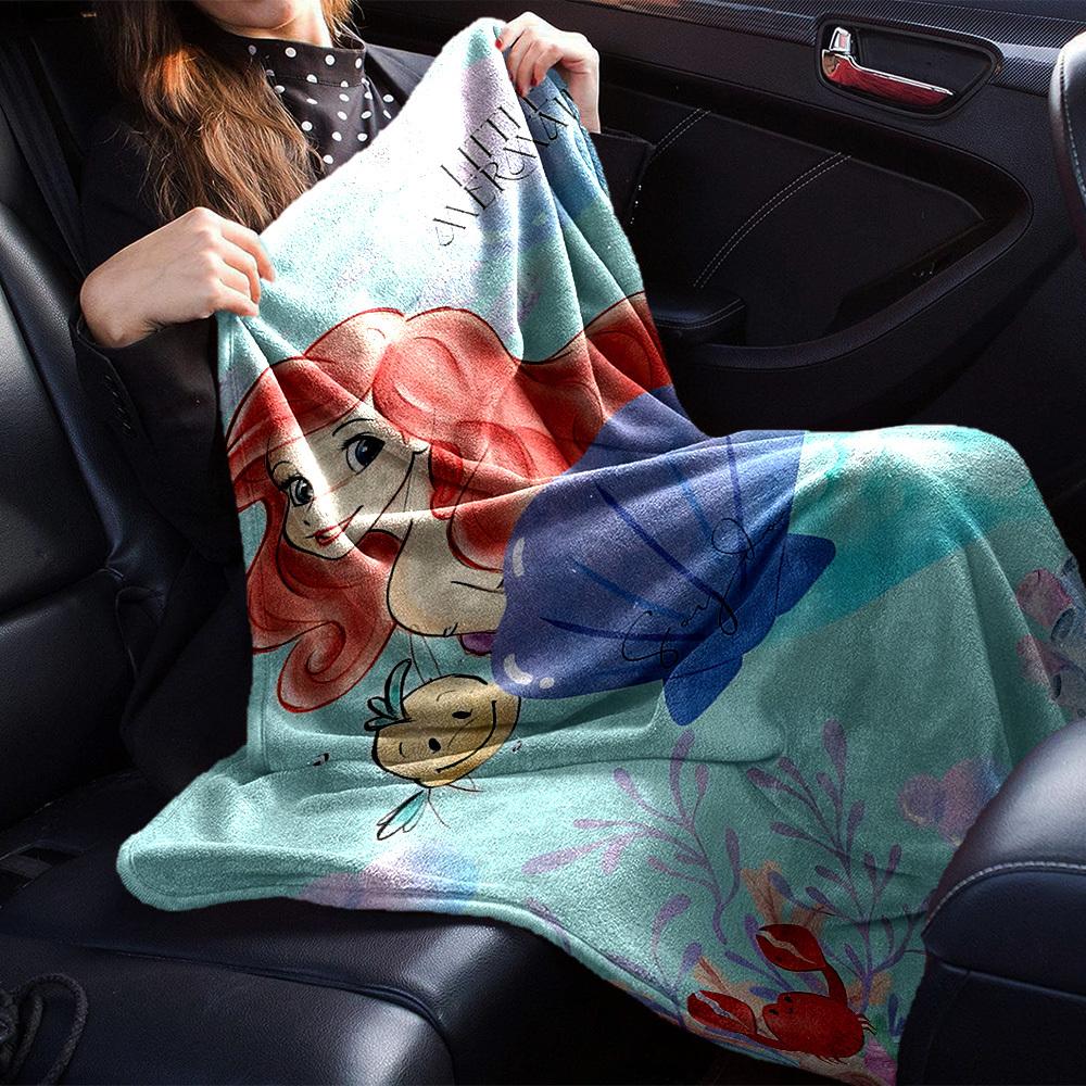 1pc Little Mermaid Name blanket Lightweight Flannel Throw for Sofa Bed Travel Camping Livingroom Office Couch Chair