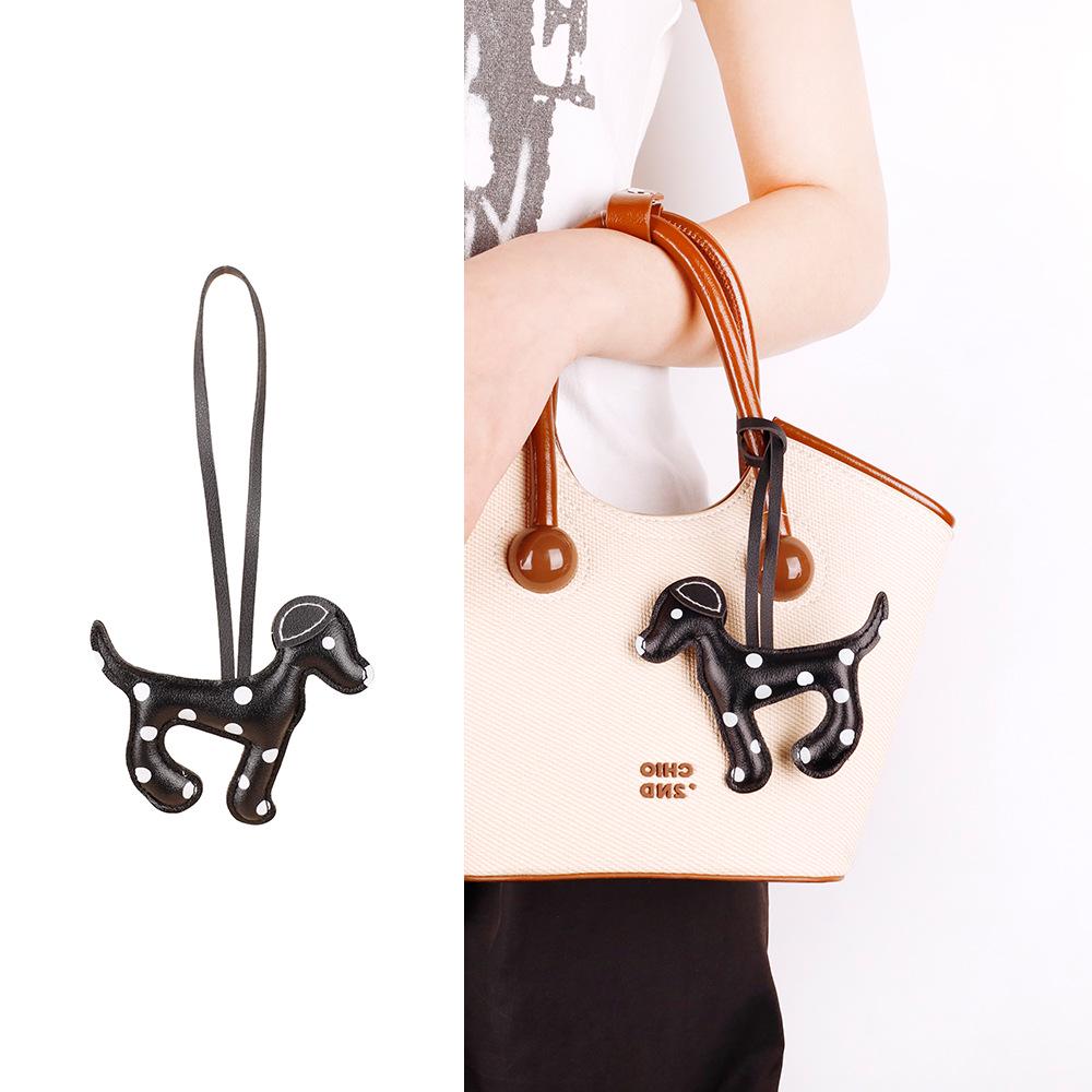 

Dalmatian Leather Lanyard Bag Charm - Miu Series Fashion Cartoon Puppy Pendant