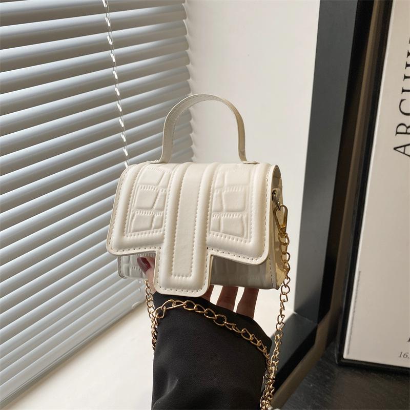 

New spring and summer fashion solid color small square bag trend high texture mini portable shoulder messenger bag women белый