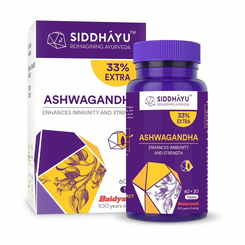 Siddhayu Ashwagandha  60 + 20 Free Tablets| Natural Immunity Booster for Mind and Body Rejuvenation