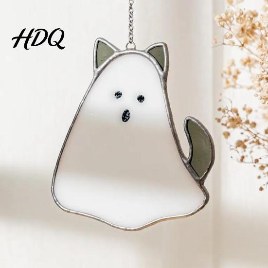 Indoor Outdoor Halloween Decor Hanging Pendant Colorful Sun Catcher for Wall Window Decoration Stained Glass Home Style Art Ornament And Party