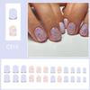 24 Pezzi Unghie Finte Press On Scintillanti Quadrato Corto Fiori Carini Unghie Adesive French Tip Unghia Artificiale