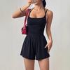2026 Summer Women's Spaghetti Strap Casual Bandeau Jumpsuit with Wide Leg Shorts