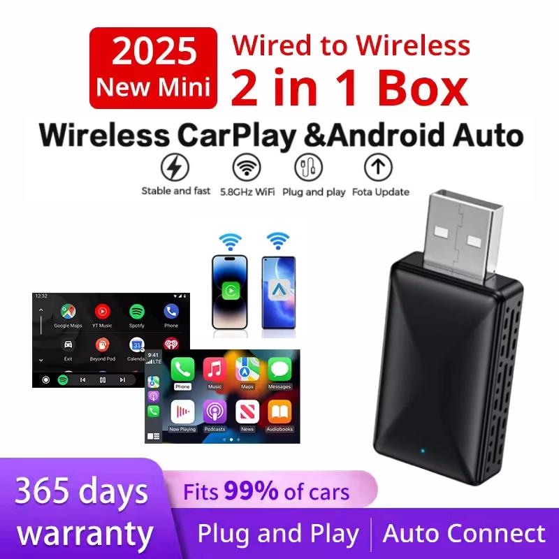 

НОВЫЙ Беспроводной CarPlay Android Auto Беспроводной Адаптер Умный Мини-бокс Plug And Play WiFi Быстрое Подключение Универсальный чёрный