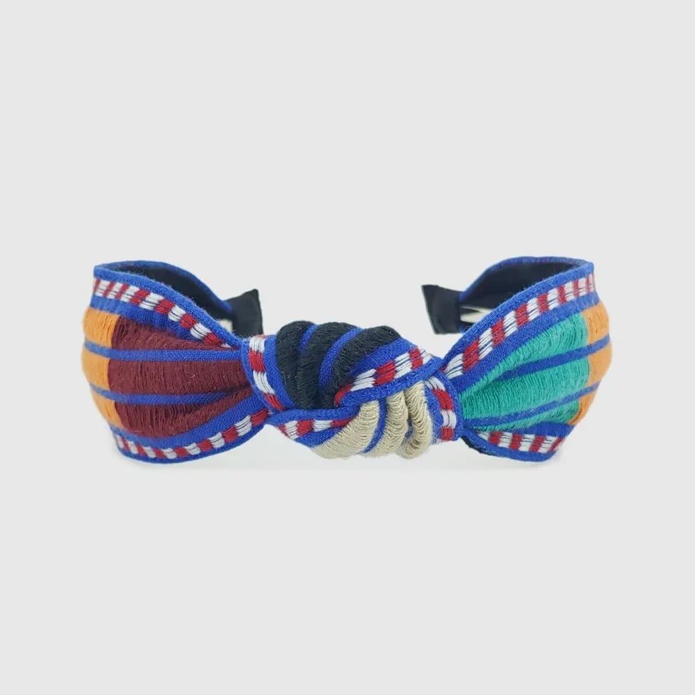 Lara Ethnic Striped Hairband M Blue LALAH208MB 3306348