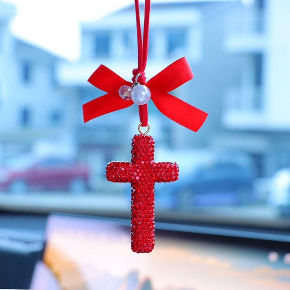 Sparkling Car Rearview Mirror Pendant Shiny Rhinestone Auto Hanging Ornament Auto Interior
