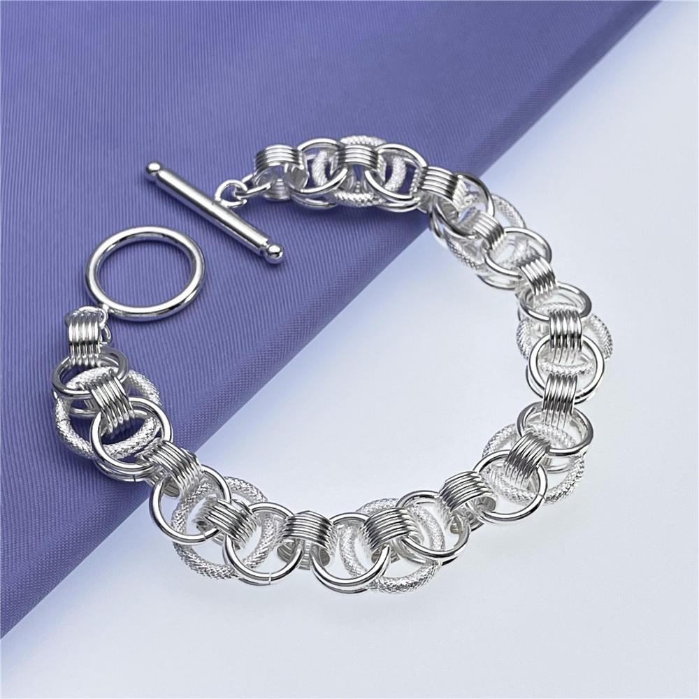 Andara925 Sterling Silver Bracelet Fashion Hoop Bracelet Women Engagement Jewelry Gift