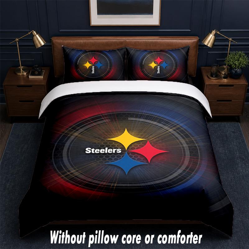 Pittsburgh Steelers Design Bed Bedding Set 1 Duvet Cover + 2 Pillowcases Soft Breathable Household Bed Linens