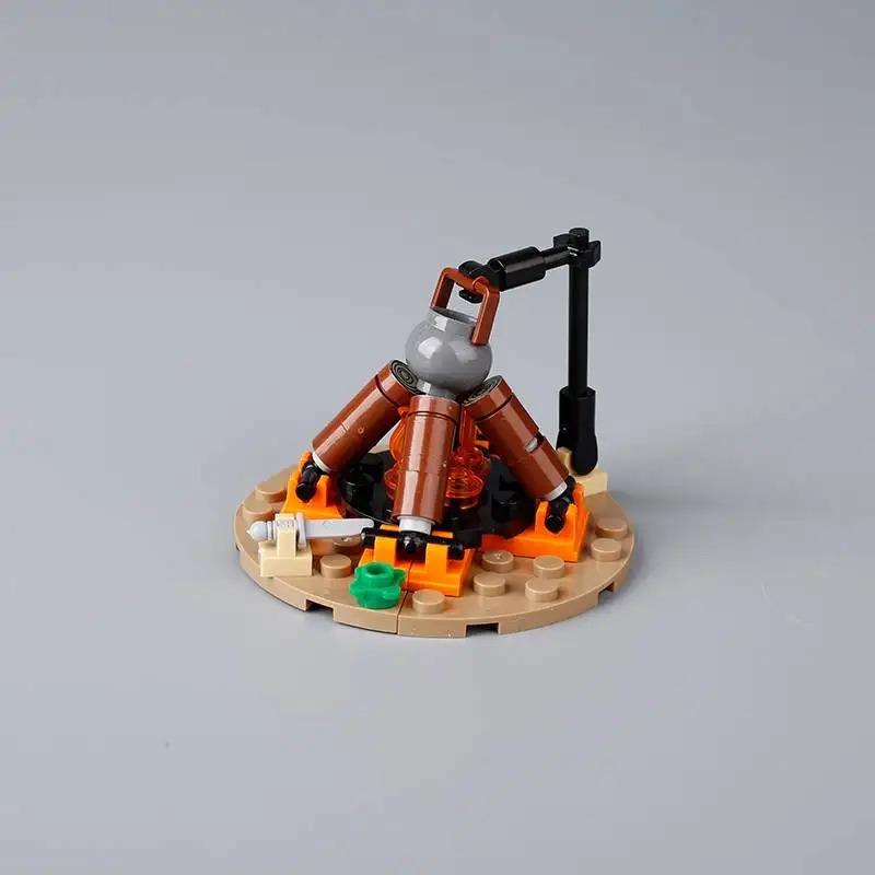 MOC Medieval Building Blocks Set Hanging Cage Guillotine Castle Fountain Bonfire Tent Bulletin Board Ox Cart Carriage Gift Toy