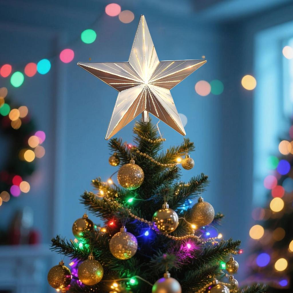 Christmas Decorations Glowing Tree Topper Glitter Star Xmas Tree Ornaments For Home Party Decor Navidad New Year 2026 Gift
