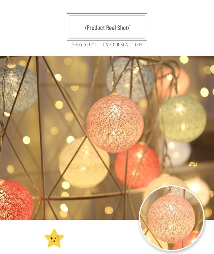 USB LED Cotton Ball String Lights - Christmas Holiday Starry Sky Decorative Flashing Lights