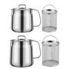 Portable Large Capacity Oil Strainer Pot Stainless Steel Cooking Oil Container with Basket for Kitchen and Outdoor Use