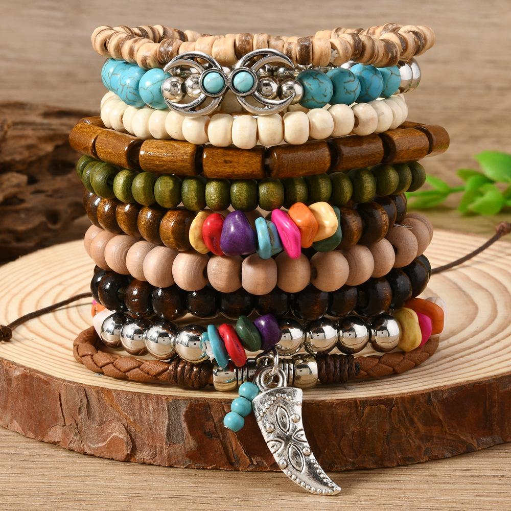 New Bohemian Multi-layer Beaded Elastic Wire Multi-piece Bracelet Bracelet