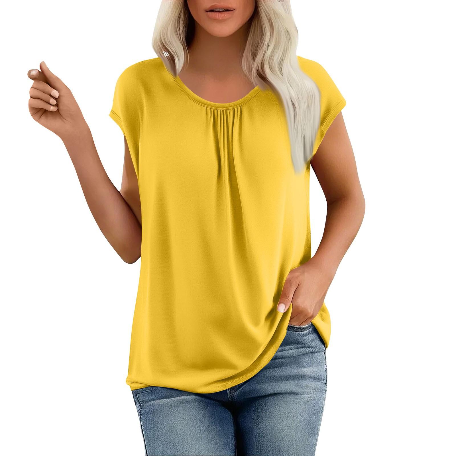 

Женская модная свободная однотонная майка без рукавов с круглым вырезом XXXXXXL жёлтый