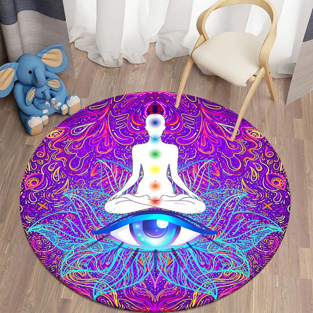 Meditation Themed Home Rugs Round Rugs Living Room Area Rugs Bedroom Floor Mats Home Decor Mode Bedroom Decor Rugs