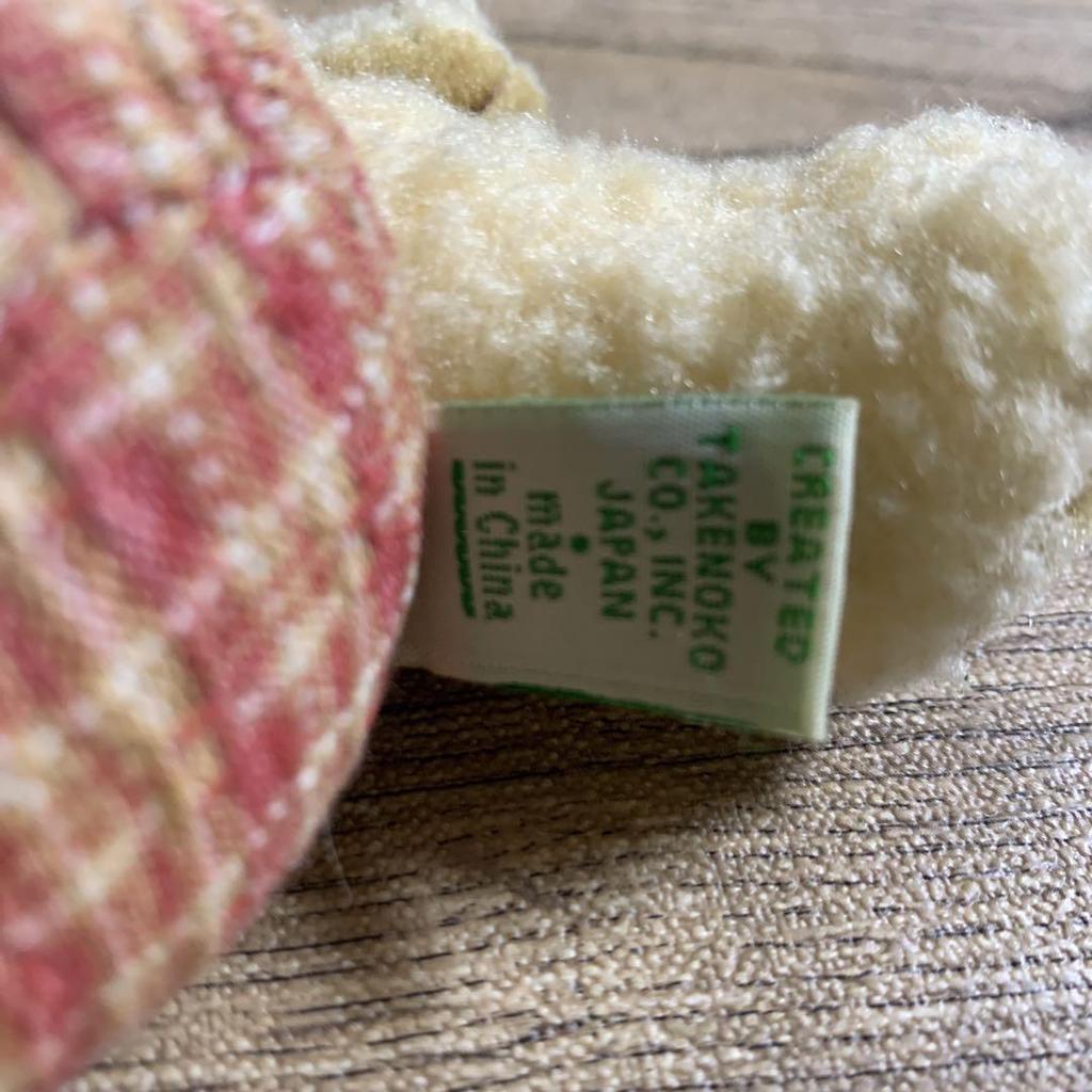 [USED] Joyful Mate Checkered Teddy Bear Plush Toy 80's TAKENOKO Bear Retro