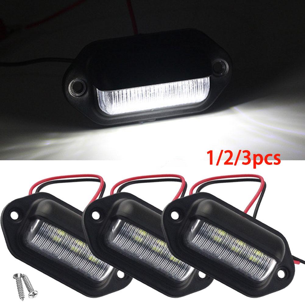 1/2/3pcs 12V 6LEDs Car Truck License Plate Light Truck RV Trailer Waterproof Tail Light Side Lamp Car License Plate Bulb License Plate Lights 2