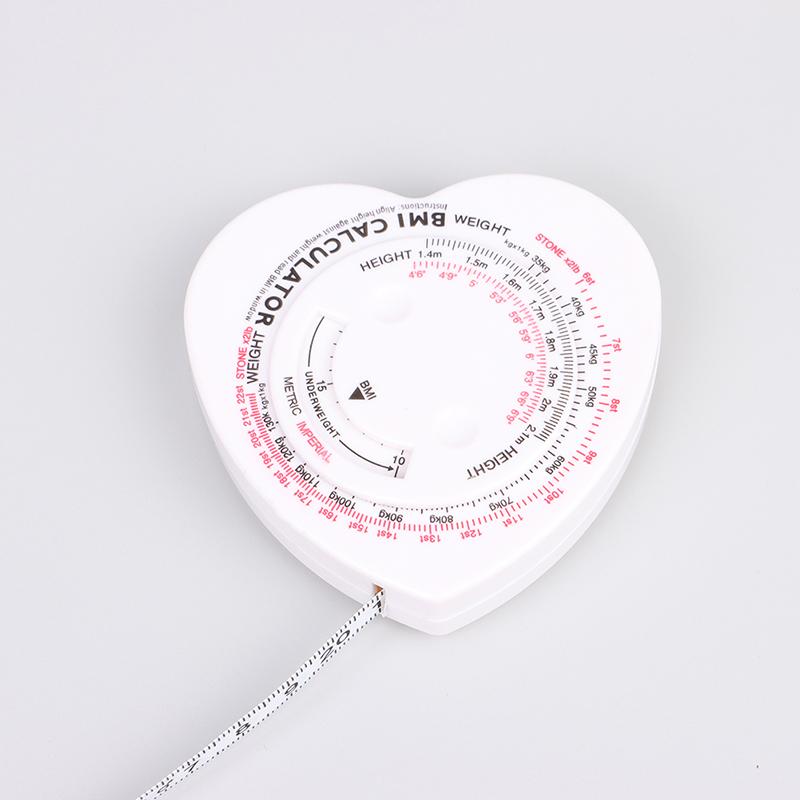 150Cm/60" Heart Shape Bmi Tape Accurate Body Measuring Tape Bmi Calculator Cut Size Measurer Ruler Tailor Tool Clothing Design Measurement Tool