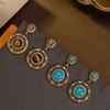 Vintage Sunflower Earrings With Palace Style Personalized Medieval High End Set Turquoise