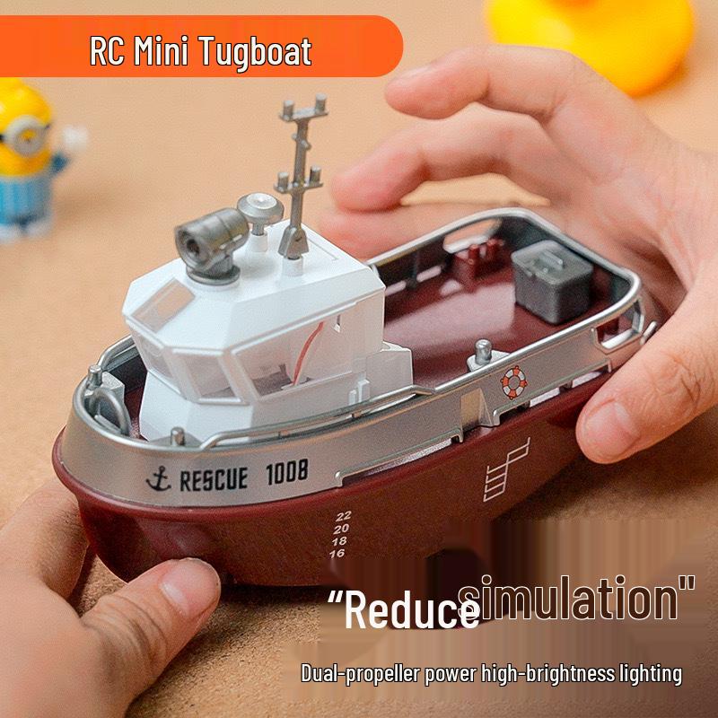 1:32 Mini High-Speed Rechargeable RC Remote Control Boat - Water-Ready Tugboat Toy Model