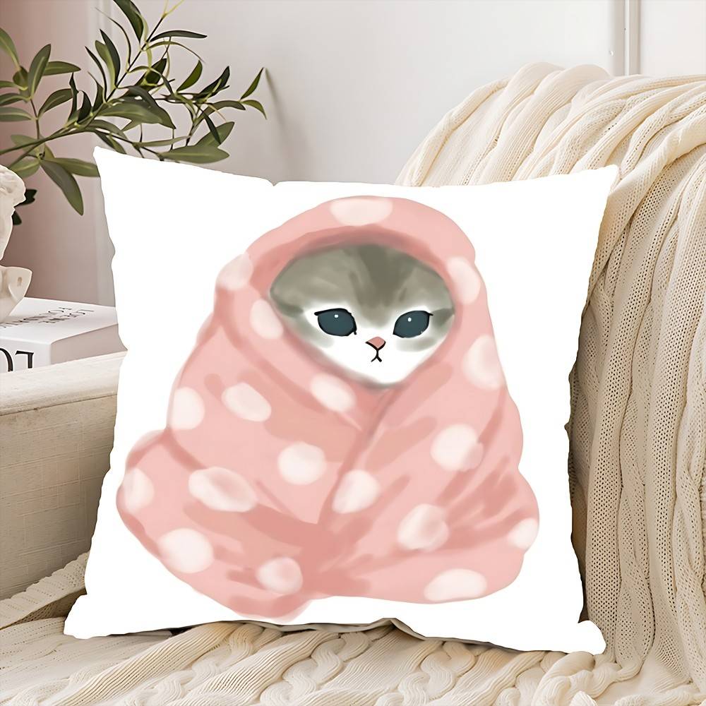 Hand Drawn Cute Cat Pillow Case Elegant Couple Home Living Room Bedroom Decorative Rectangle Pillowcase Sofa Cushion Cover