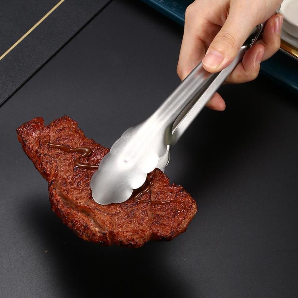 7/9/12/14/16 Inch Stainless Steel Food Tongs with Buckle Bread Clamp Serving Tong Commercial