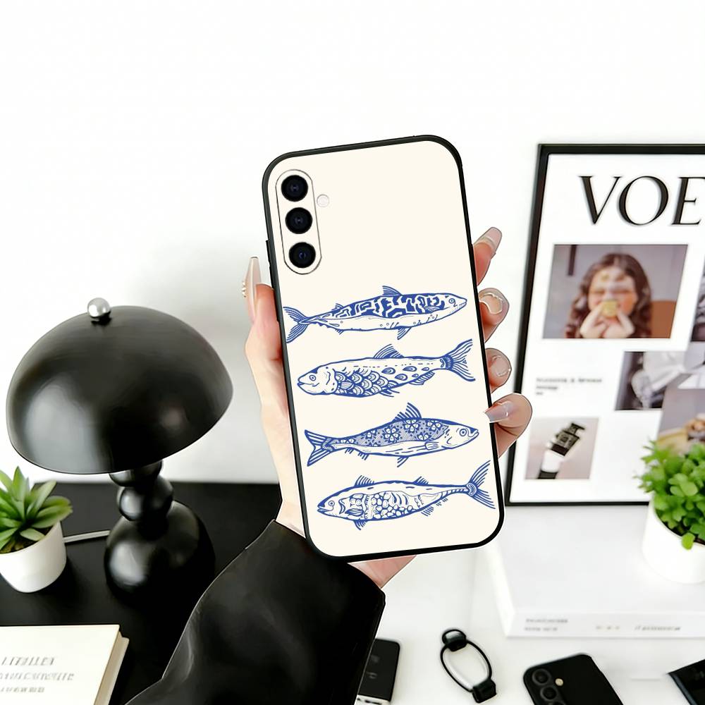 S-Sardines F-Fish Art Phone Case For Samsung Galaxy A73,A72,A71,A70,A53,A52,A51,Others Soft Black Cover