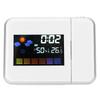 Innenprojektion LED Uhr Thermometer Hygrometer Wettervorhersage Schlummerfunktion Ewiger KalenderWeiß