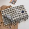 Autumn fashion versatile high sense contrasting color plaid scarf thickened warm travel scarf shawl