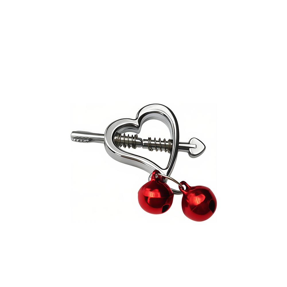 Custom Aluminum Alloy Heart Charm Nipple Clamps with Bell Adult Gift Accessories Bell Romantic Couple